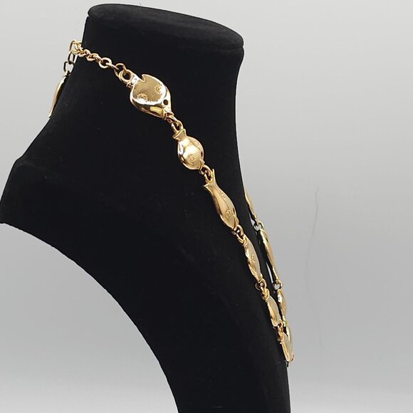 Trifari Fish Link 18" Necklace Stmt Ocean Sealife Coastal Beachy Gold Tone - Picture 7 of 12